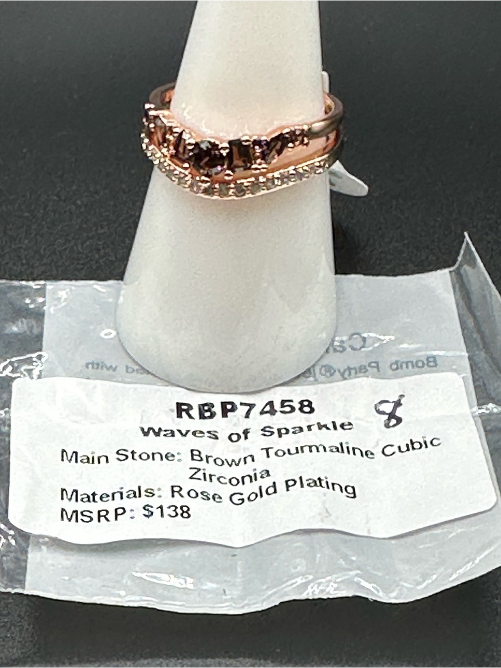 RBP7458 Waves of Sparkle Ring size 8 Rose Gold Plating NWT - Picture 7 of 7